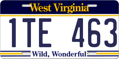 WV license plate 1TE463