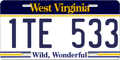 WV license plate 1TE533