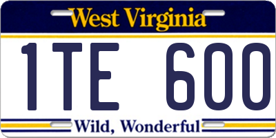 WV license plate 1TE600