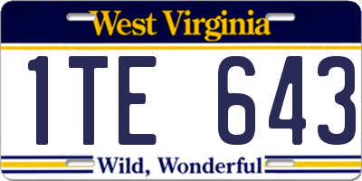 WV license plate 1TE643