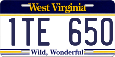 WV license plate 1TE650