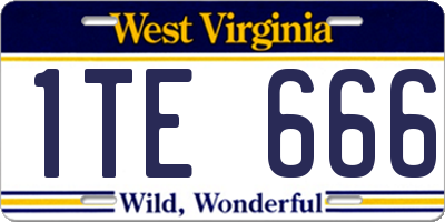 WV license plate 1TE666