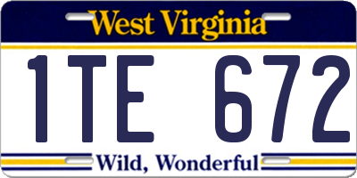 WV license plate 1TE672