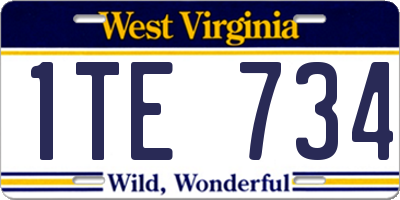 WV license plate 1TE734