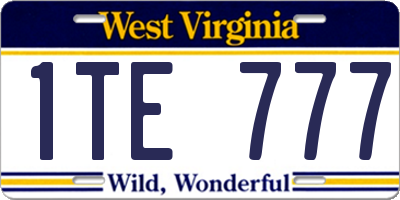 WV license plate 1TE777