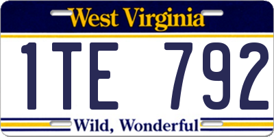 WV license plate 1TE792