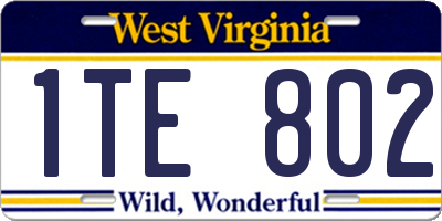WV license plate 1TE802