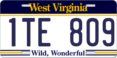 WV license plate 1TE809
