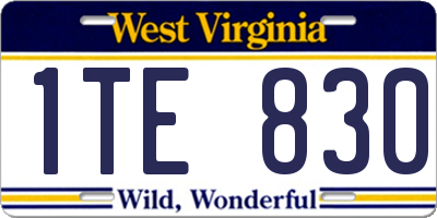 WV license plate 1TE830