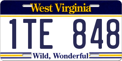 WV license plate 1TE848