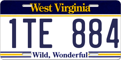 WV license plate 1TE884