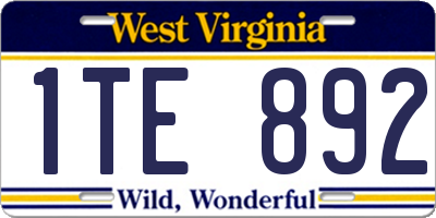 WV license plate 1TE892