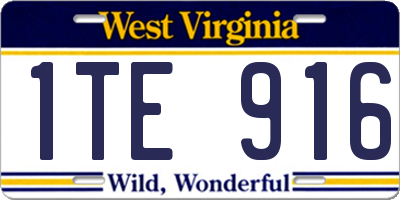 WV license plate 1TE916