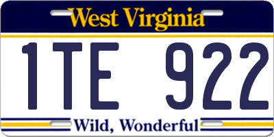 WV license plate 1TE922
