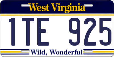 WV license plate 1TE925