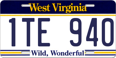 WV license plate 1TE940