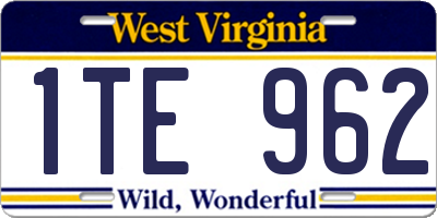 WV license plate 1TE962