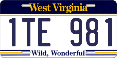 WV license plate 1TE981