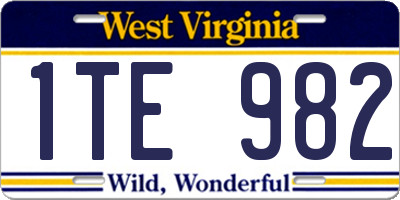 WV license plate 1TE982