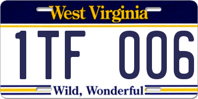 WV license plate 1TF006