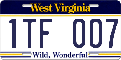WV license plate 1TF007