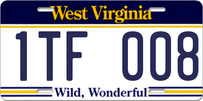 WV license plate 1TF008