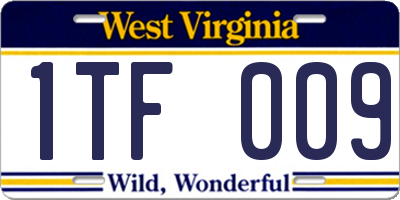 WV license plate 1TF009