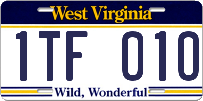 WV license plate 1TF010