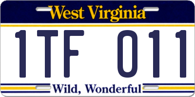 WV license plate 1TF011