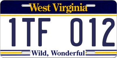 WV license plate 1TF012