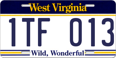 WV license plate 1TF013