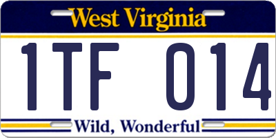 WV license plate 1TF014