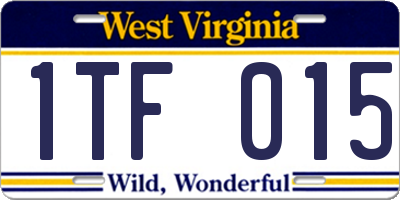 WV license plate 1TF015