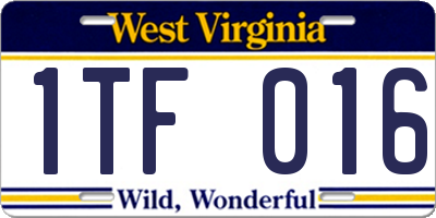 WV license plate 1TF016