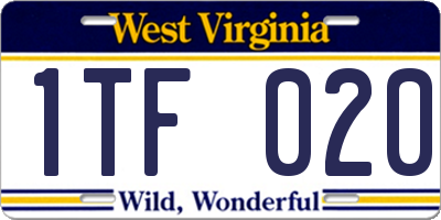WV license plate 1TF020