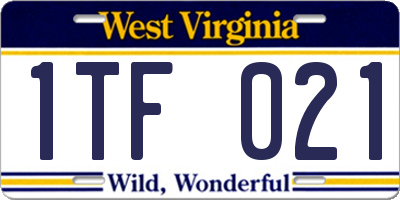 WV license plate 1TF021