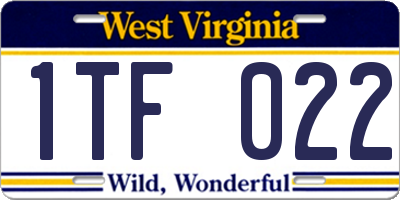 WV license plate 1TF022