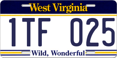 WV license plate 1TF025