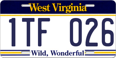 WV license plate 1TF026