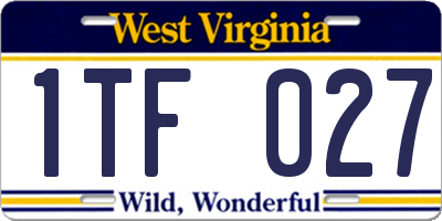 WV license plate 1TF027
