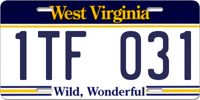 WV license plate 1TF031