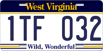 WV license plate 1TF032