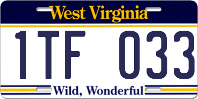 WV license plate 1TF033