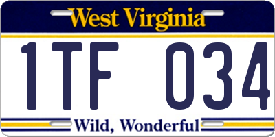WV license plate 1TF034