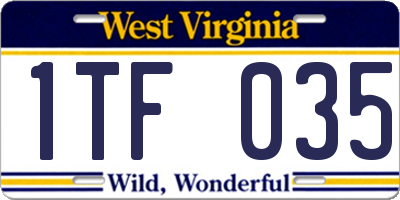 WV license plate 1TF035