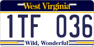 WV license plate 1TF036