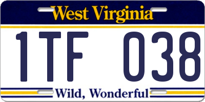 WV license plate 1TF038