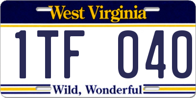 WV license plate 1TF040
