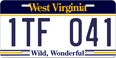 WV license plate 1TF041