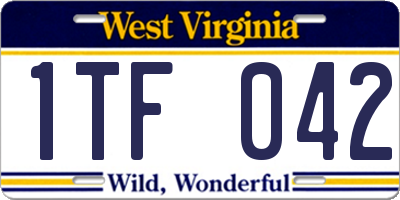 WV license plate 1TF042